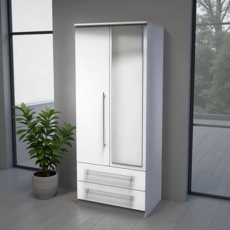 Welcome Furniture Sherwood 2ft6 2 Drawer Mirror Robe