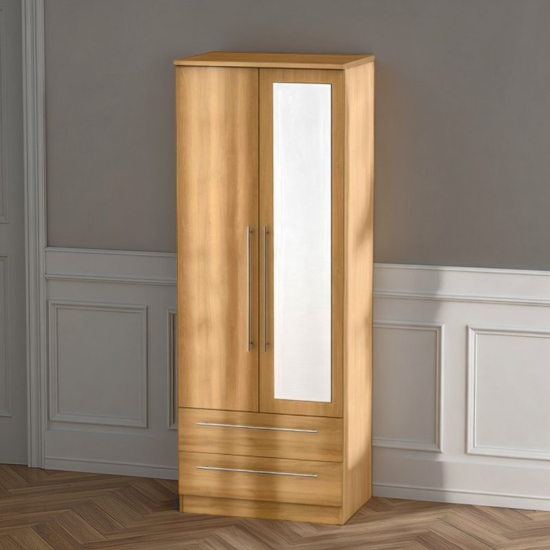 Welcome Furniture Sherwood Tall 2ft6 2 Drawer Mirror Robe