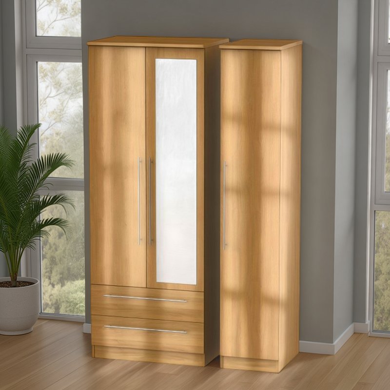 Welcome Furniture Sherwood Tall Triple 2 Drawer Mirror Robe