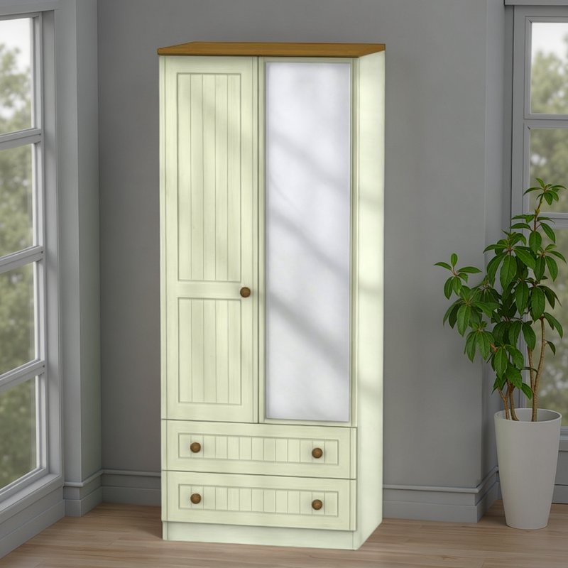 Welcome Furniture Warwick 2ft6 2 Drawer Mirror Robe
