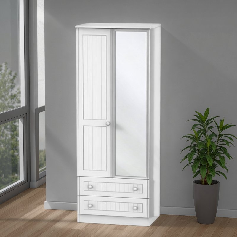 Welcome Furniture Warwick Tall 2ft6 2 Drawer Mirror Robe