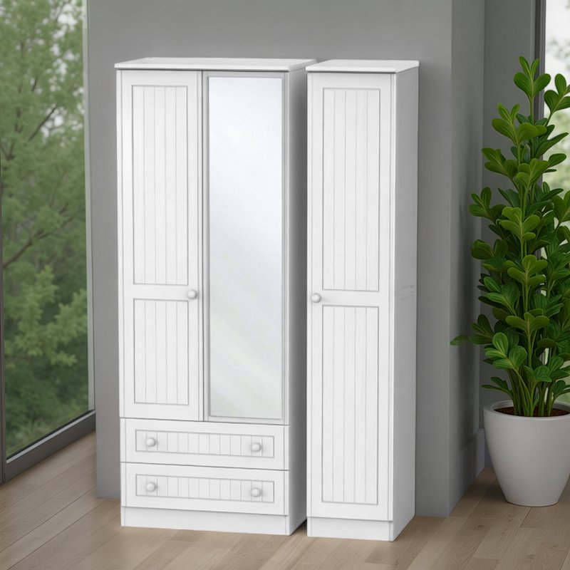 Welcome Furniture Warwick Tall Triple 2 Drawer Mirror Robe