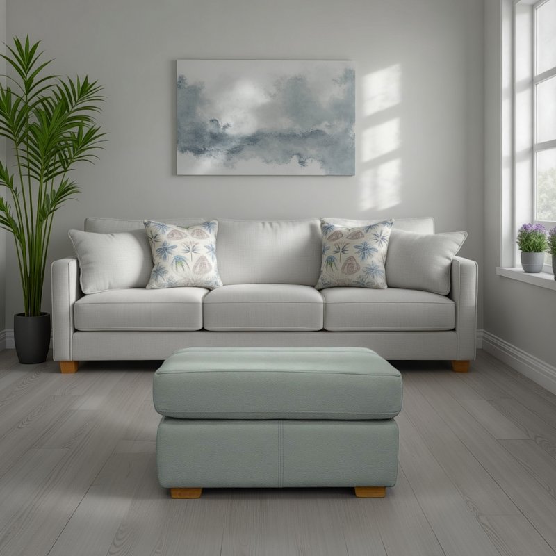 G Plan G Plan Seattle Footstool with Show Wood in Leather