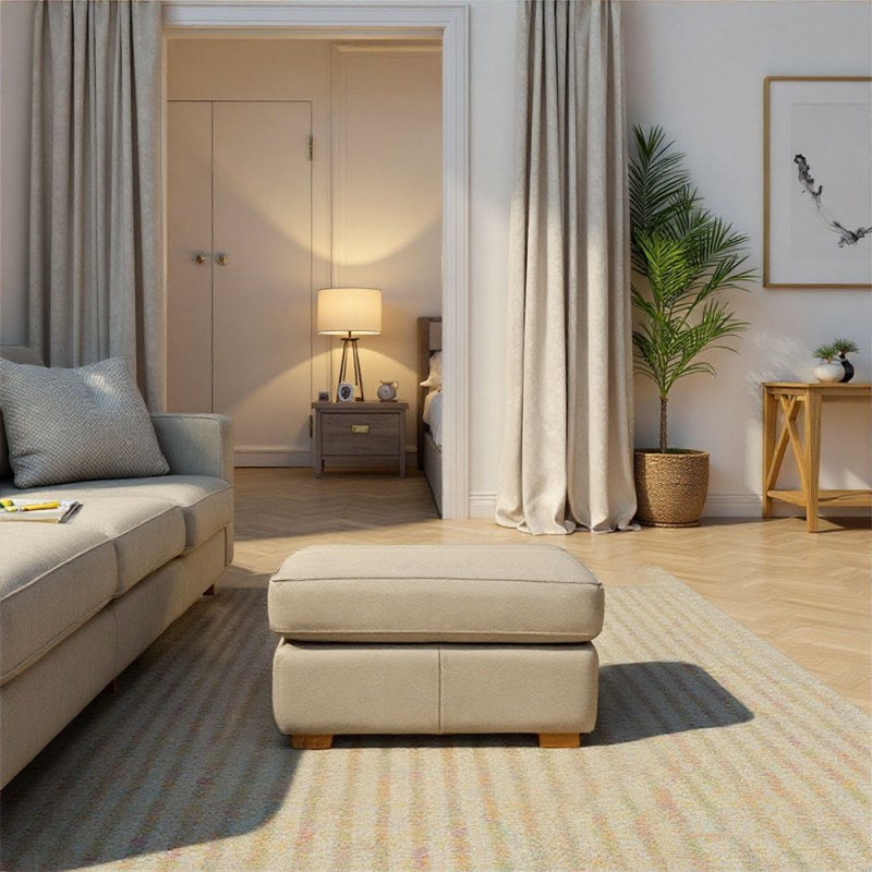 G Plan G Plan Seattle Footstool with Show Wood in Leather