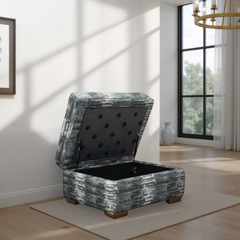 G Plan G Plan Seattle Storage Footstool with Show Wood in Fabric