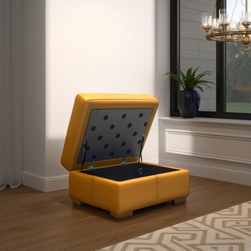 G Plan G Plan Seattle Storage Footstool with Show Wood in Leather