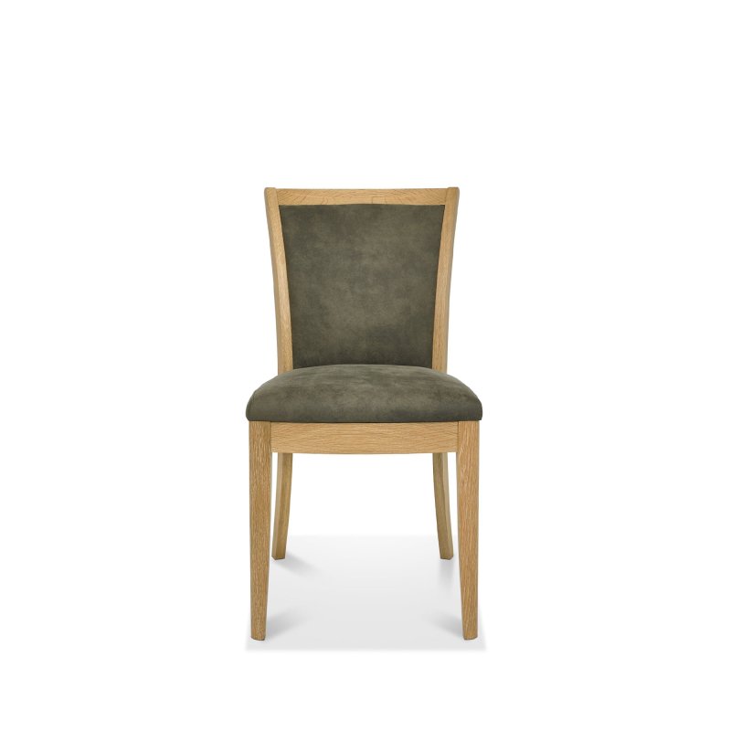 Bentley Designs Chester Oak Upholstered Chair - Mocha Fabric (Pair)