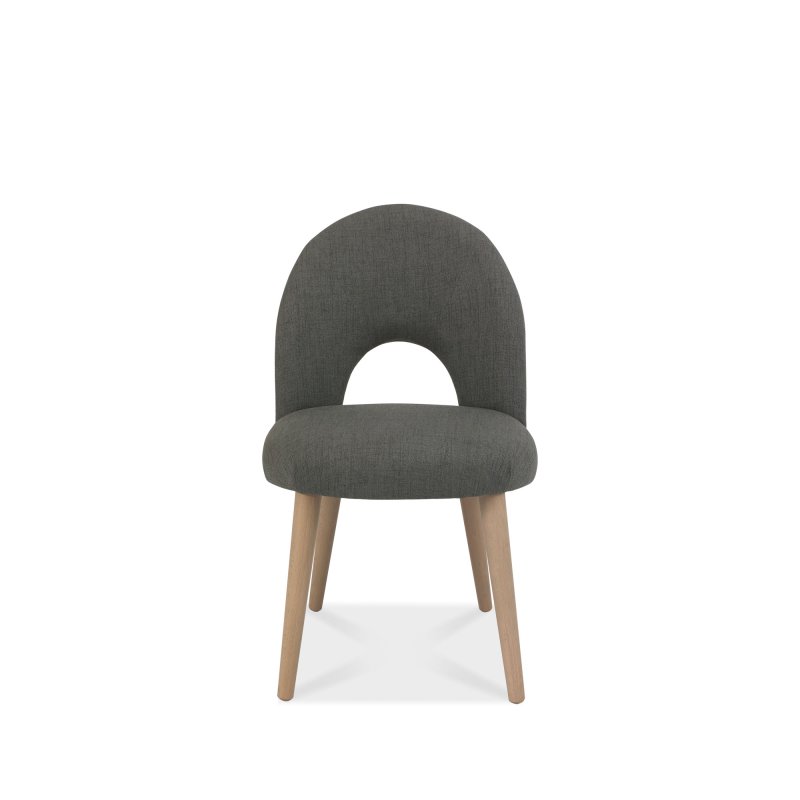 Bentley Designs Dansk Scandi Oak Upholstered Chairs - Cold Steel Fabric (Pair)