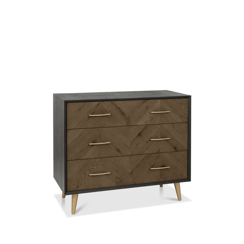 Bentley Designs Sienna Fumed Oak & Peppercorn 3 Drawer Chest