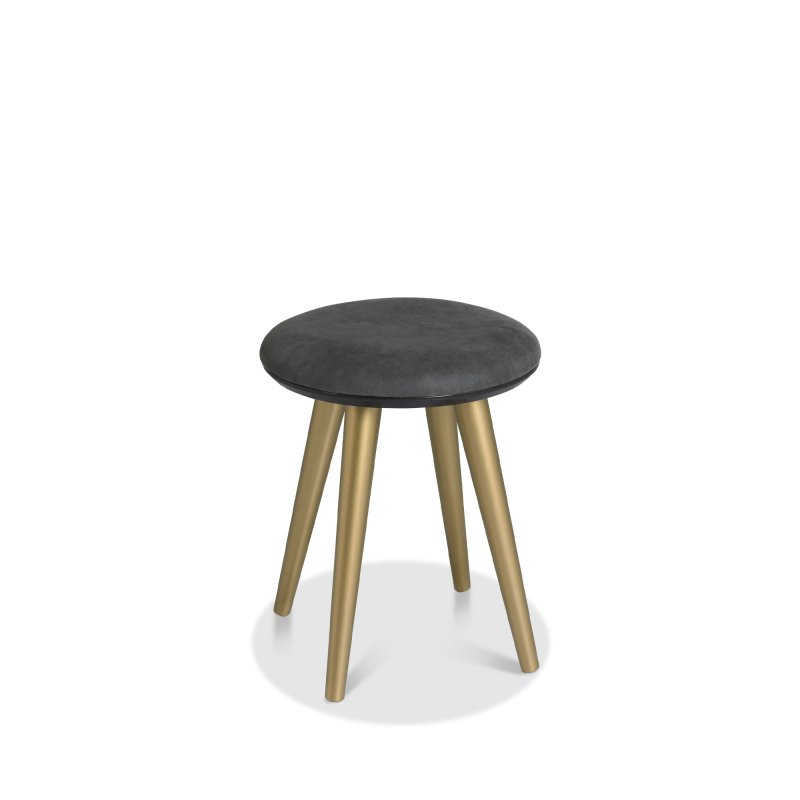 Bentley Designs Sienna Fumed Oak Stool - Dark Grey Fabric