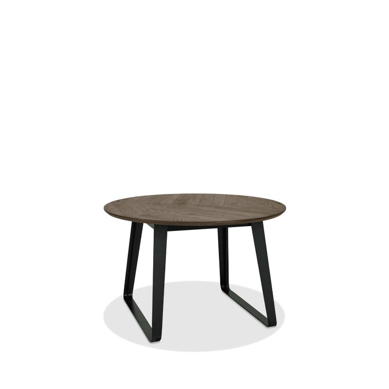 Bentley Designs Emerson Weathered Oak & Peppercorn 4 Seater Circular Dining Table