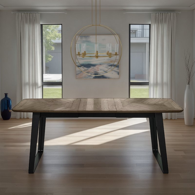 Bentley Designs Emerson Weathered Oak & Peppercorn 4-6 Extension Dining Table