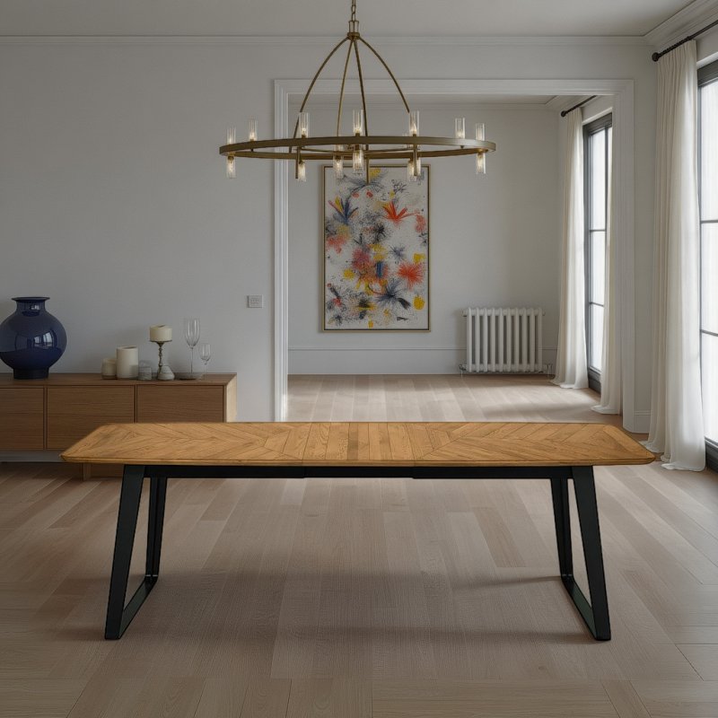 Bentley Designs Emerson Rustic Oak & Peppercorn 6-8 Extension Dining Table