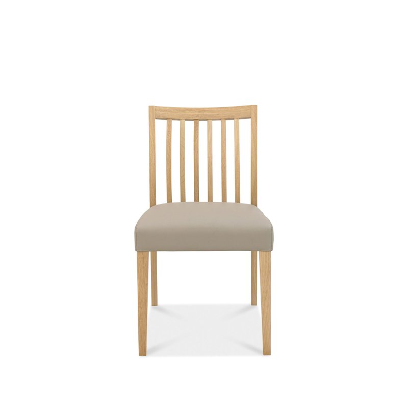 Bentley Designs Bergen Oak Low Slat Back Chair - Grey Bonded Leather (Pair)