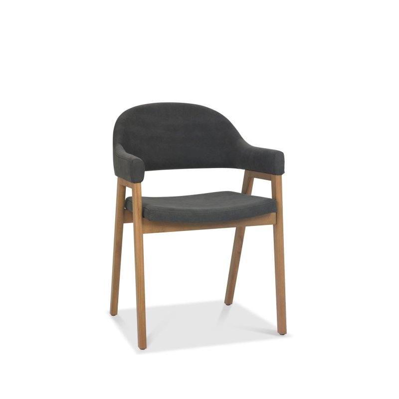 Bentley Designs Camden Rustic Oak Upholstered Arm Chair (Fabric