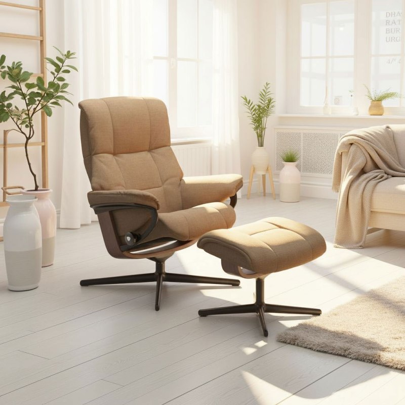 Stressless Stressless Mayfair Chair in Fabric, Cross Base with Footstool