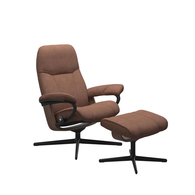 Stressless Consul Chair in Fabric, Cross Base with Footstool
