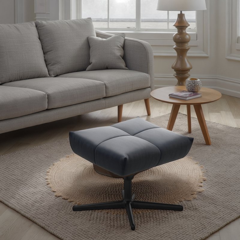 Stressless Stressless David Footstool in Leather, Cross Base