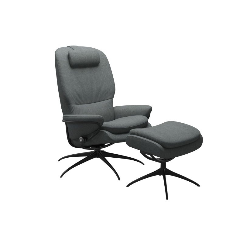Stressless Stressless Rome High Back Chair in Fabric, Star High Base with Footstool