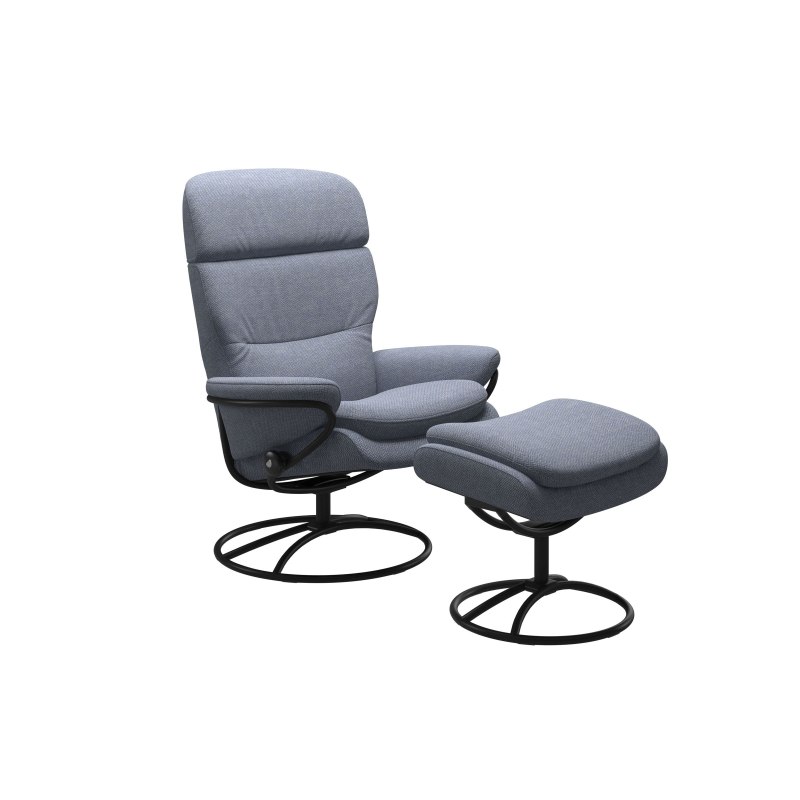 Stressless Stressless Rome Chair with Adjustable Headrest in Leather, Original Base with Footstool