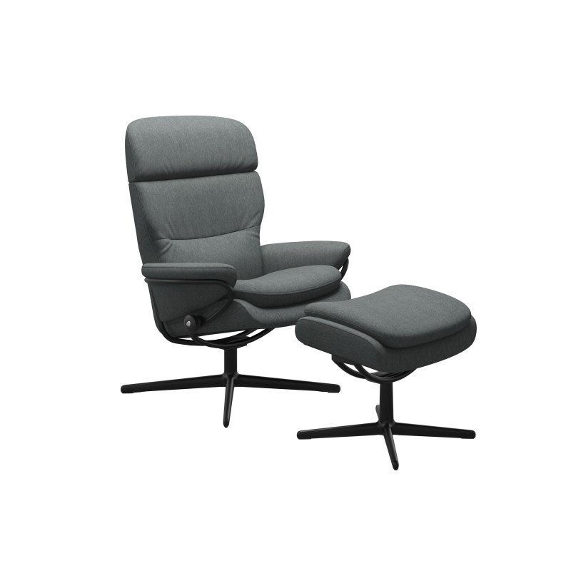 Stressless Stressless Rome Chair with Adjustable Headrest in Fabric, Star Base with Footstool