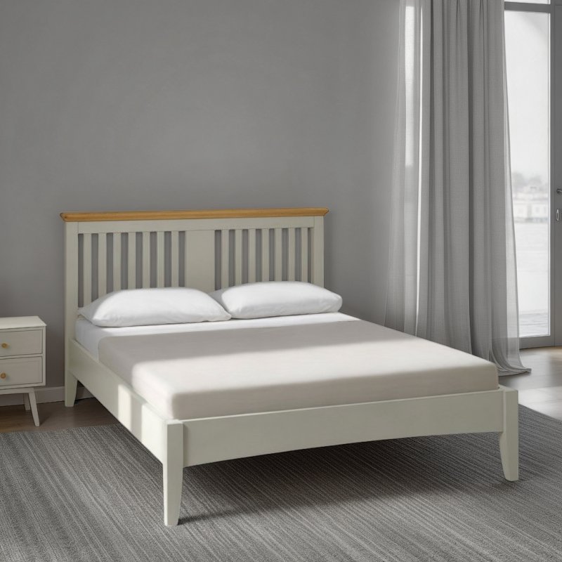 Bentley Designs Hampstead Soft Grey and Pale Oak 150cm Bedstead