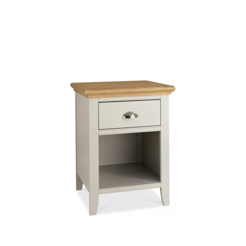 Bentley Designs Hampstead Soft Grey and Pale Oak 1 Drawer Nightstand