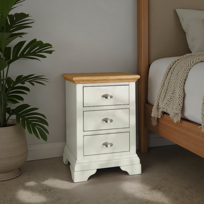 Bentley Designs Hampstead Soft Grey and Pale Oak 3 Drawer Nightstand