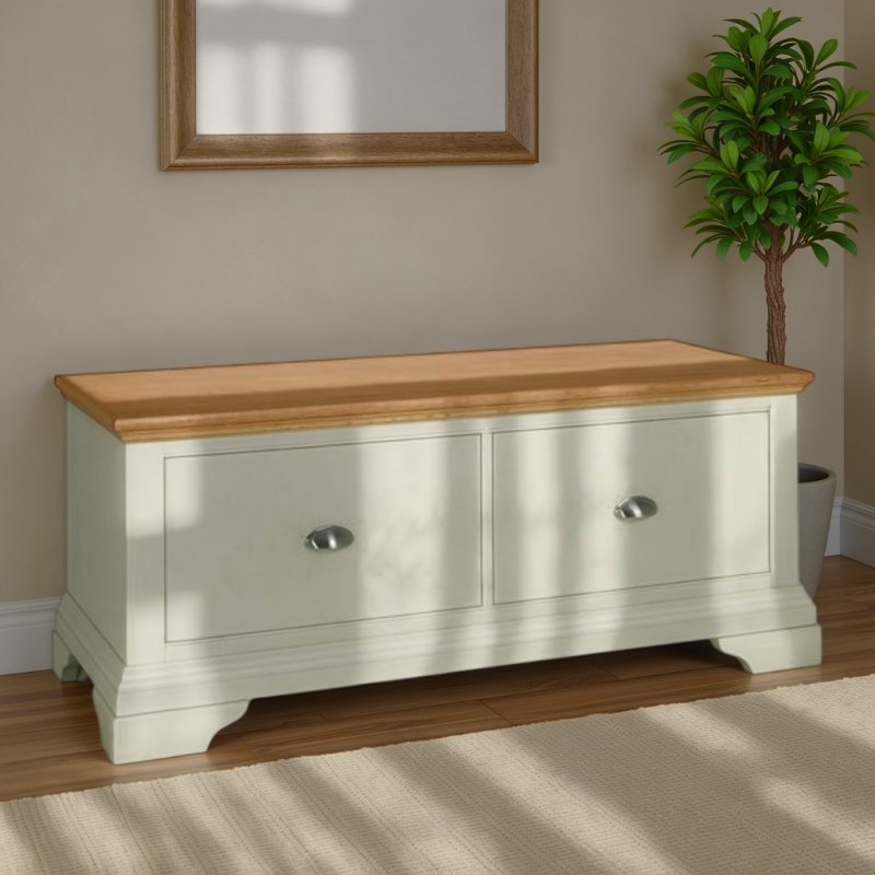 Bentley Designs Hampstead Soft Grey and Pale Oak Blanket Box