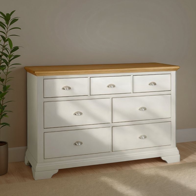 Bentley Designs Hampstead Soft Grey and Pale Oak 3 plus 4 Drawer Chest