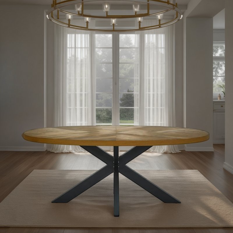 Bentley Designs Ellipse Rustic Oak 6 Seater Dining Table