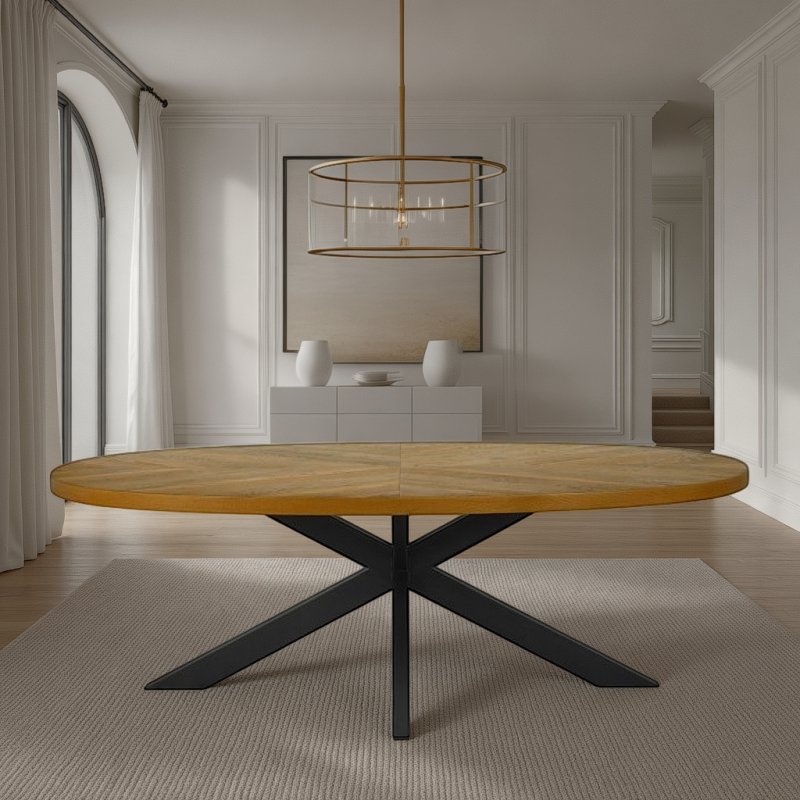 Bentley Designs Ellipse Rustic Oak 8 Seater Dining Table