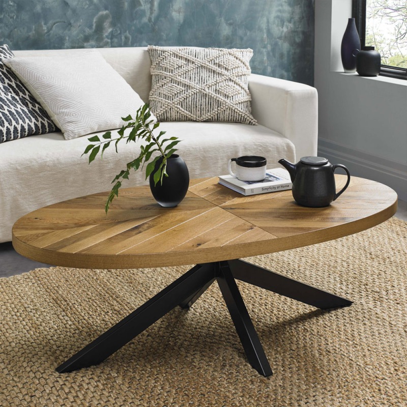 Bentley Designs Ellipse Rustic Oak Large Coffee Table