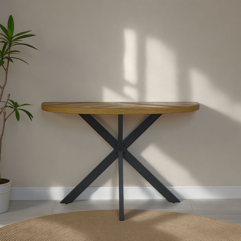 Bentley Designs Ellipse Rustic Oak Console Table