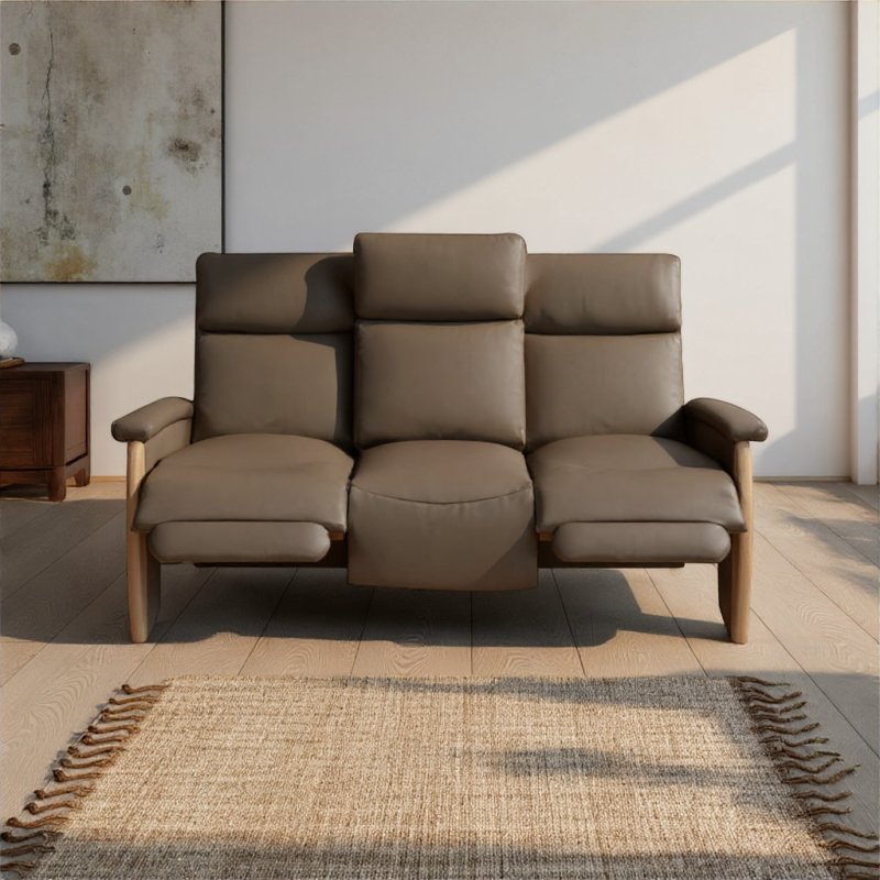 Gradi Lotus Large Sofa with Double Manual Recliner in Leather