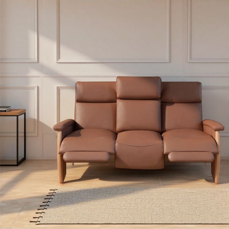 Gradi Lotus Large Sofa with Double Power Recliner With Battery in Leather