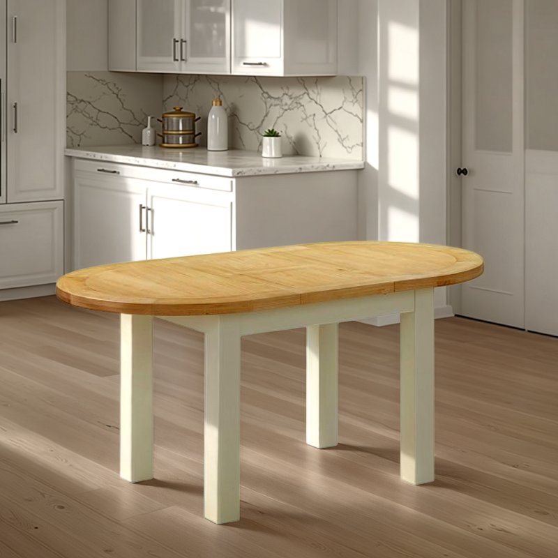 H Collection Arundel Ivory D-End Extending Dining Table