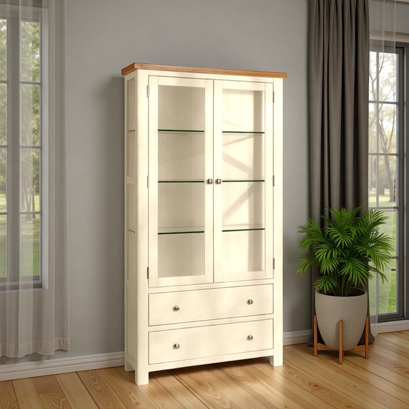 H Collection Arundel Ivory Display Cabinet With Light
