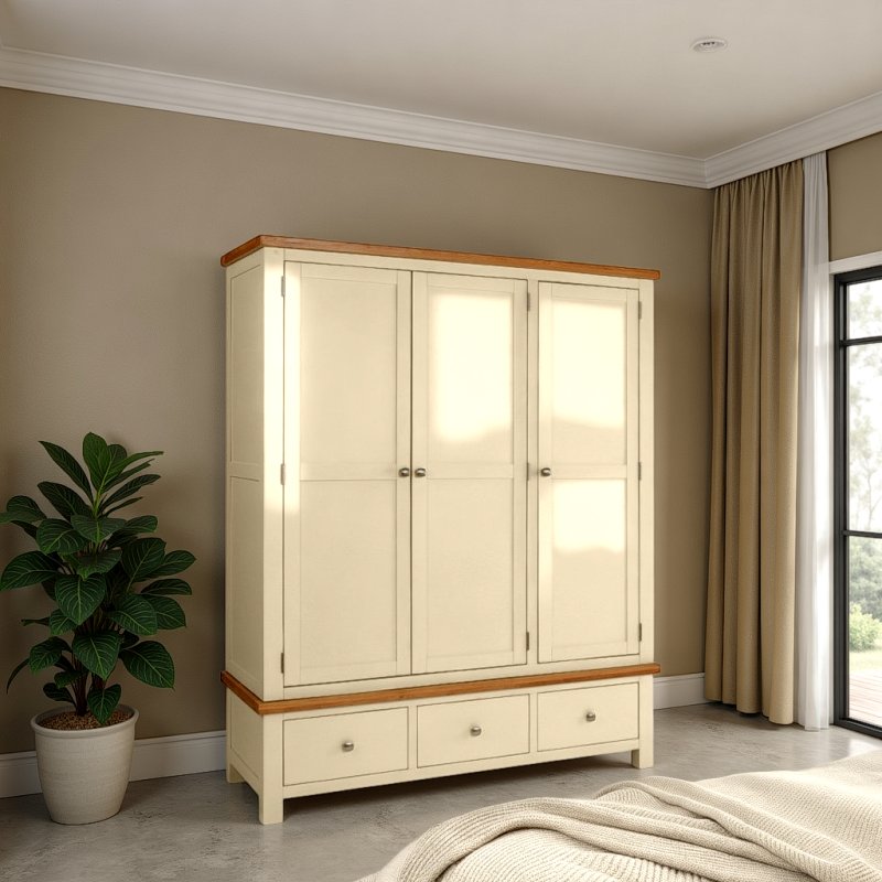 H Collection Arundel Ivory Triple Robe With 3 Drawers