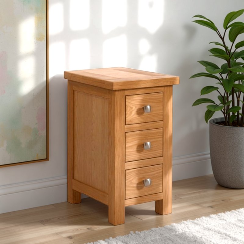 H Collection Arundel Light Oak 3 Draw Compact Bedside