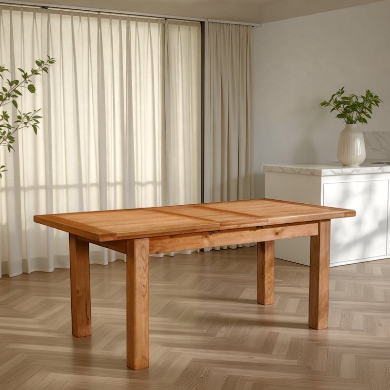 H Collection Arundel Light Oak Dining Table With 1 Extension 120-153 X 80