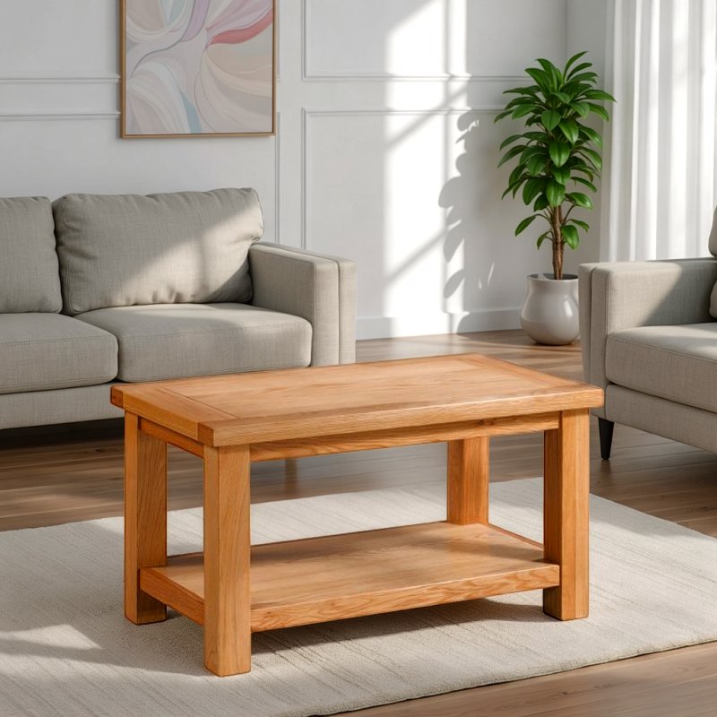 H Collection Arundel Light Oak Small Coffee Table With Shelf