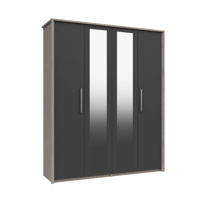 H Collection Foxbury 4 Door Robe with 2 Mirrors