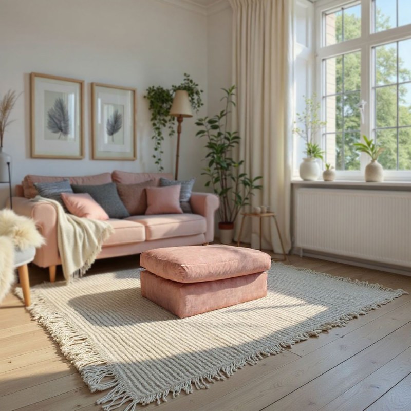 H Collection Mason Accent Stool in Fabric