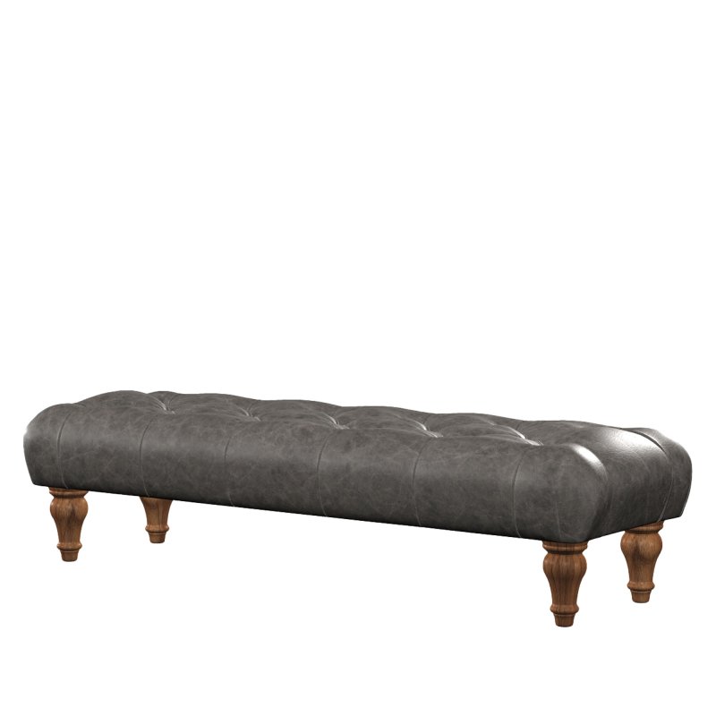 Old Charm Accent Buttoned Footstool in Leather