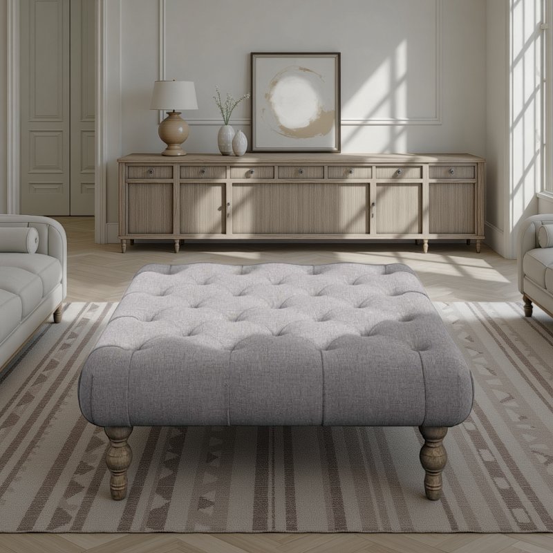 Whitemeadow Hyades Deep Buttoned Square Stool Foam