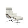 G Plan G Plan Lund Recliner Chair and Stool with Veneered and Upholstered Side in Fabric