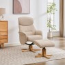 H Collection Ester Swivel Recliner Chair and Footstool In Fabric