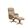 H Collection Ester Swivel Recliner Chair and Footstool In Leather