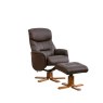 H Collection Ester Swivel Recliner Chair and Footstool In Leather